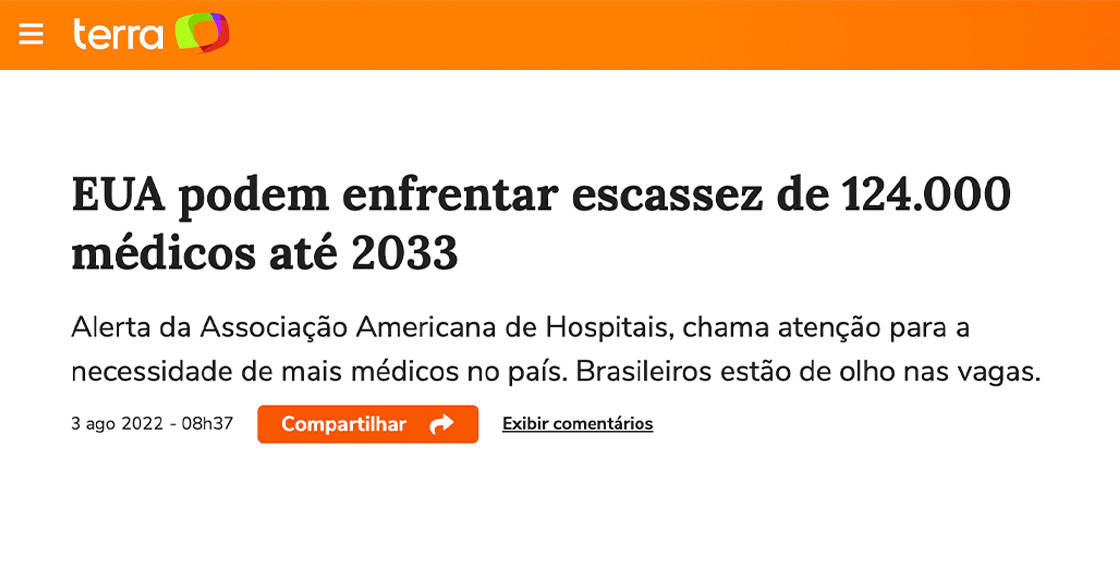 EUA podem enfrentar escassez de 124.000 médicos até 2033